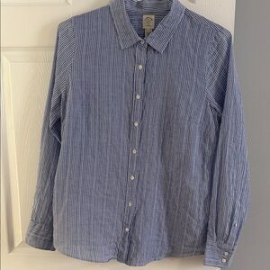 The Perfect Shirt by J. Crew Women’s Blue/White Striped Button-Down Shirt